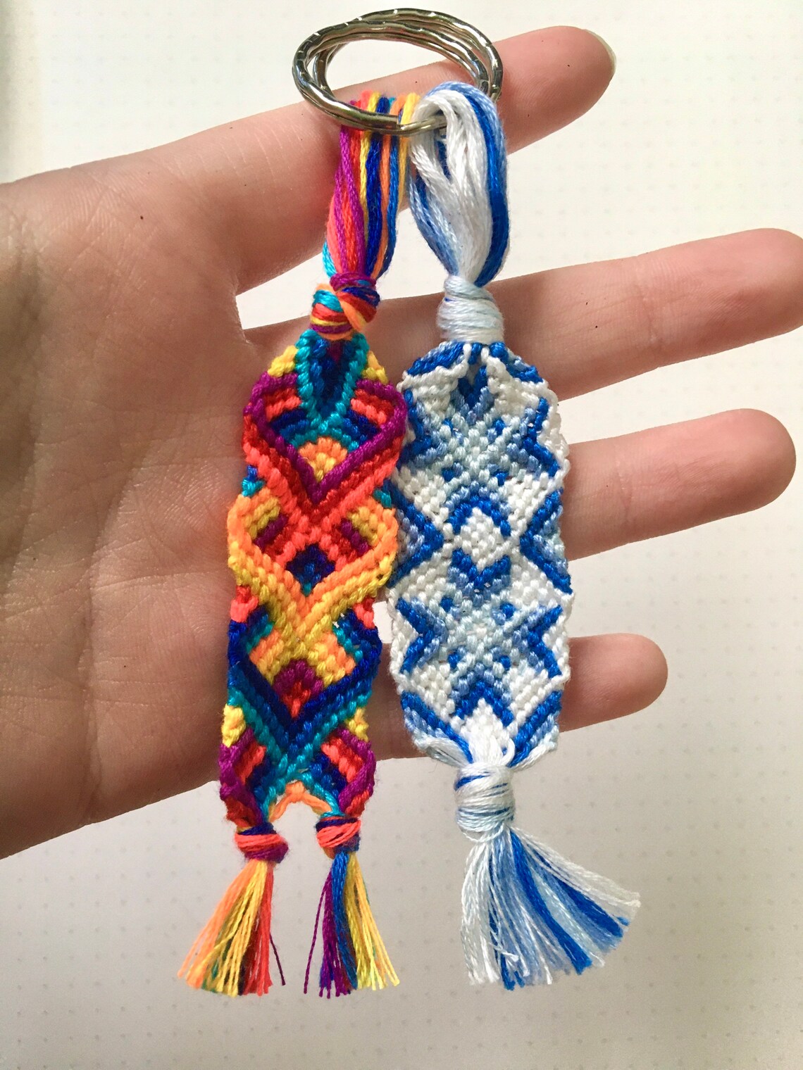 Handwoven Friendship Braceletstyle Keychain Etsy