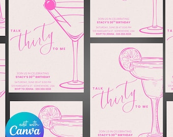 Editable Talk Thirty To Me Invitation Templates (2) | Custom Canva Templates | Instant Download | Digital Invite