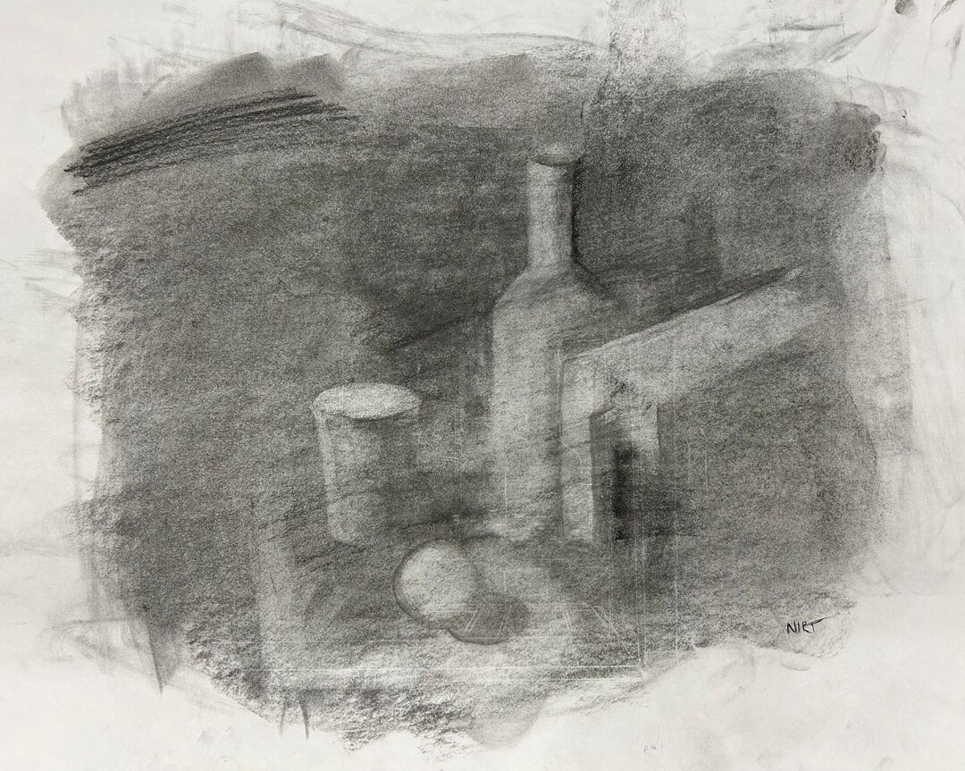 Framed Charcoal Drawing Etsy