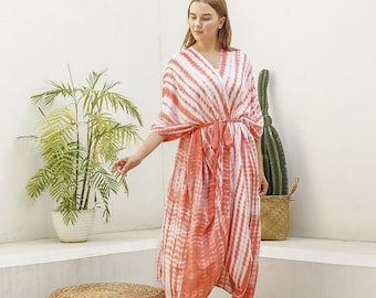 Kimono tie dyed robe, KI01-TD08 kimono, tie dye kimono cover up, stylish, Elegant, robe, beach cover up,loose fit vacation kimono