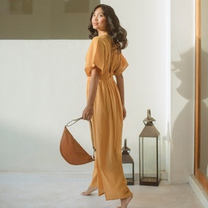 DAUN backless cotton gauze caftan, KA09, Caftan dress,Long Kaftan simple Dress, Elegant honeymoon, Holiday ,Evening dress, lounge Vacation