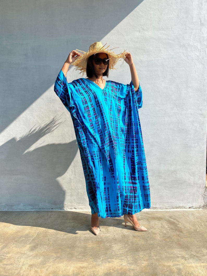 Blue Hand Tie Dyed Caftanka01-ra10 Caftan Dresskaftan | Etsy