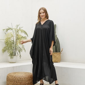 Hand Dyedka01-black Caftan Dresslong Kaftan Simple Dress - Etsy