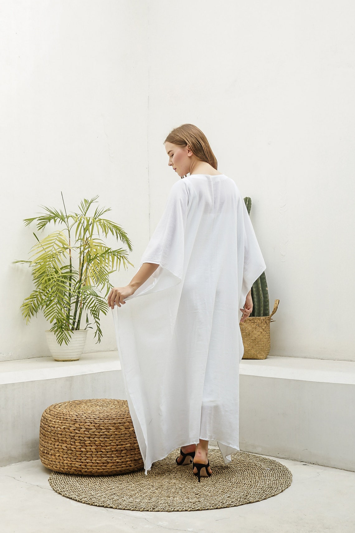 White Cotton Gauze Caftan KA05 Caftan Dresslong Kaftan Etsy