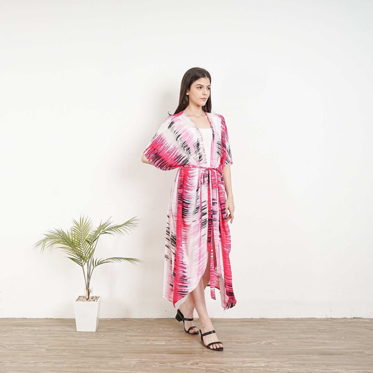 Kimono tie dye robe KI01-RA22 Pink-White kimono robe tie dye - Etsy Polska