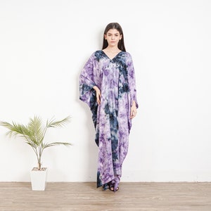 Purple hand Tie dyed caftan,KA01-RA14, Caftan dress,Kaftan Dress, stylish, Elegant, Miami,lbiza,Holiday Dress,Evening dress,loose,Vacation