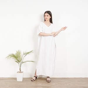 white linen caftan