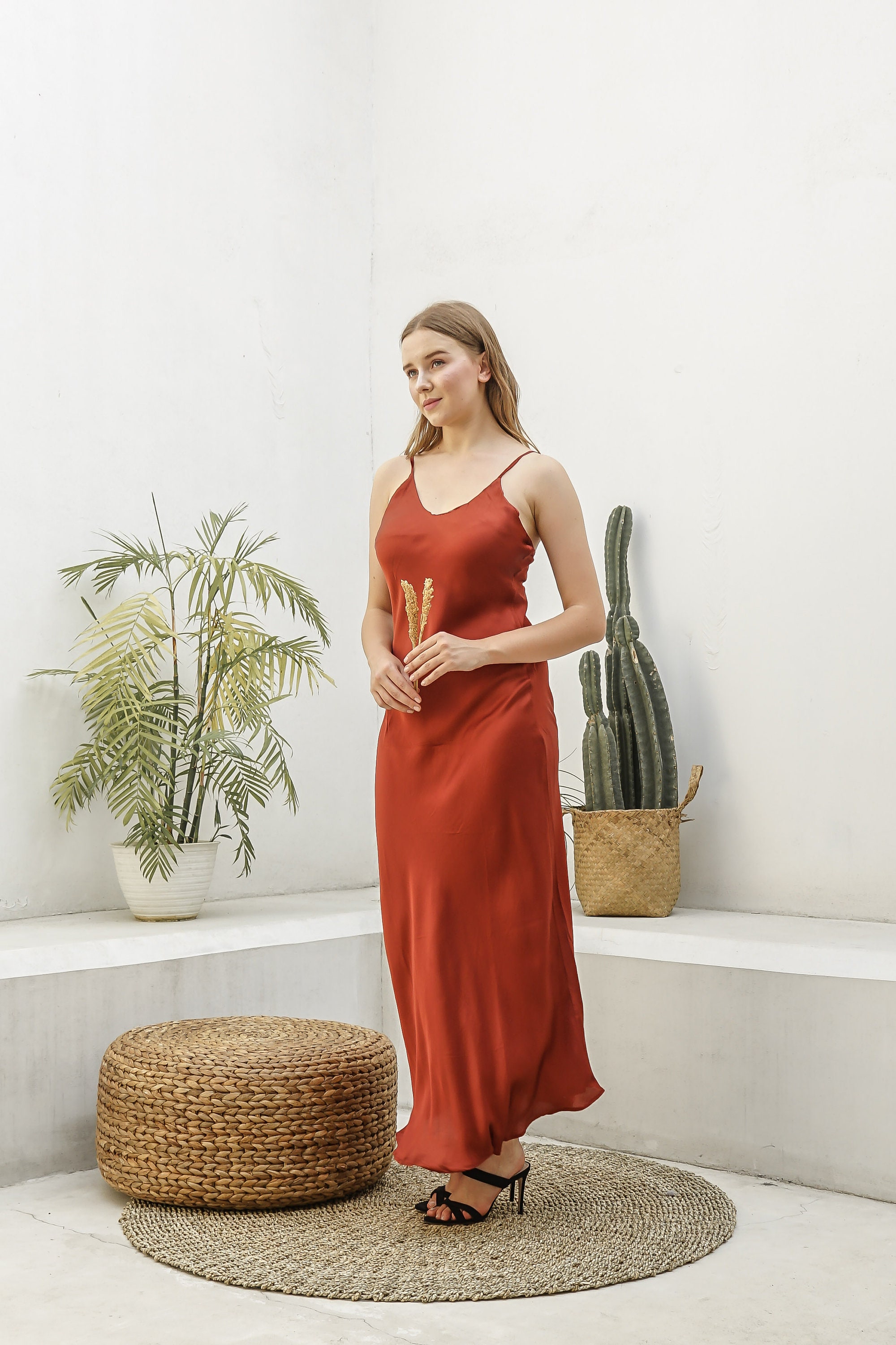 Rustic Bridesmaid Dress Terracotta Slip Dress Bridesmaid Dress Bridesmaid Gift Wedding Dress Bridesmaid Rustic Outfit Spaghetti Strap Etsy Canada