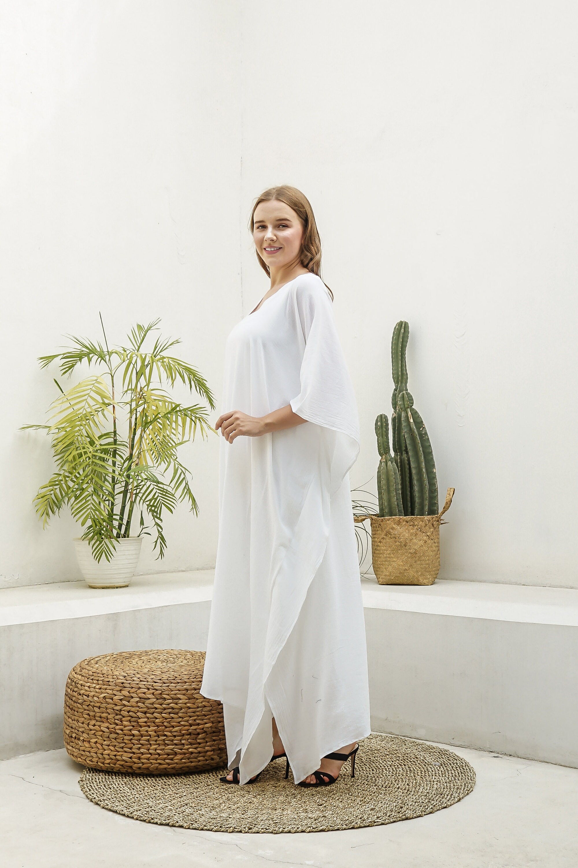 White cotton gauze caftan KA05 Caftan dressLong Kaftan Etsy