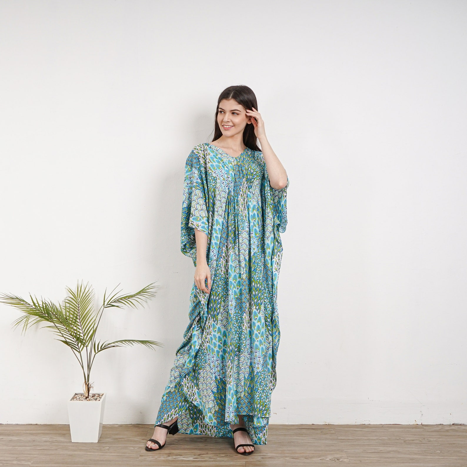 Brigitte Kaftan in Green Gradient Print