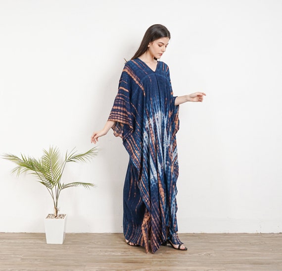 Dark Blue Tie Dyed caftan,KA01-RA17, Caftan dress,Kaftan Dress, Stylish, Elegant, Miami,lbiza,Holiday dress,evening dress,loose,Vacation