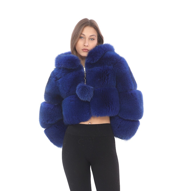 Couture Cropped Leather Jacket with Fox Fur