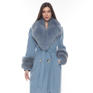 Ice blue fur coat cheap