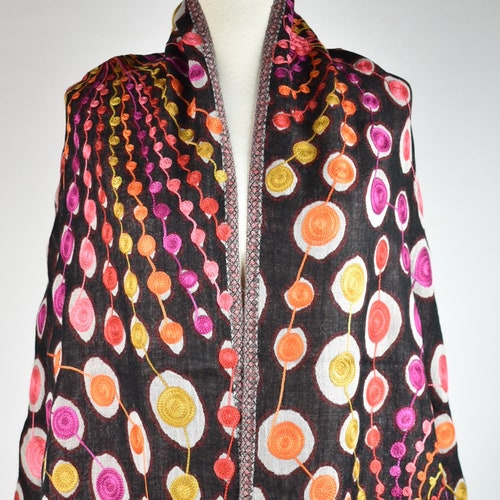 Wool Scarf, shops pashmina shawl, embroidered shawl, scarf women hand made, wool shawl wrap,