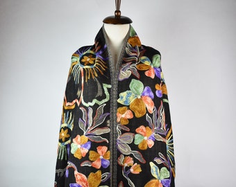 Wool Pashmina Shawl, Embroidered Shawl, Wool Shawl Wrap,