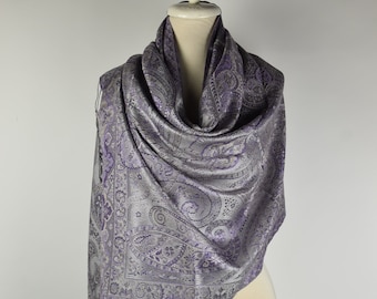 Gray Silk Scarf, Scarf For Women, Foulard Femme, Foulard Soie, Silk Shawl Wrap,