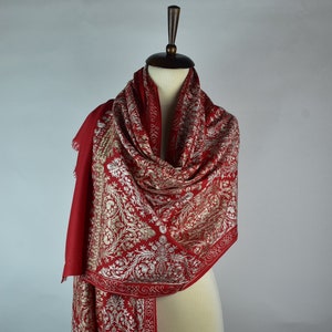 Kashmiri Shawl - Wool Embroidered Pashmina - Scarf for Women - Woolen Shawl Wrap -