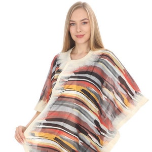 Felted Wool Silk Shawl Wrap: Ikat Pattern Poncho