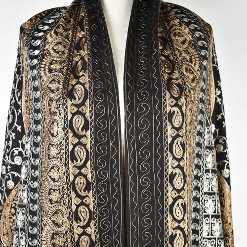Black Scarf for women, wool shawl, ,embroidered shawl, pashmina embroidered shops shawl, wool shawl wrap,