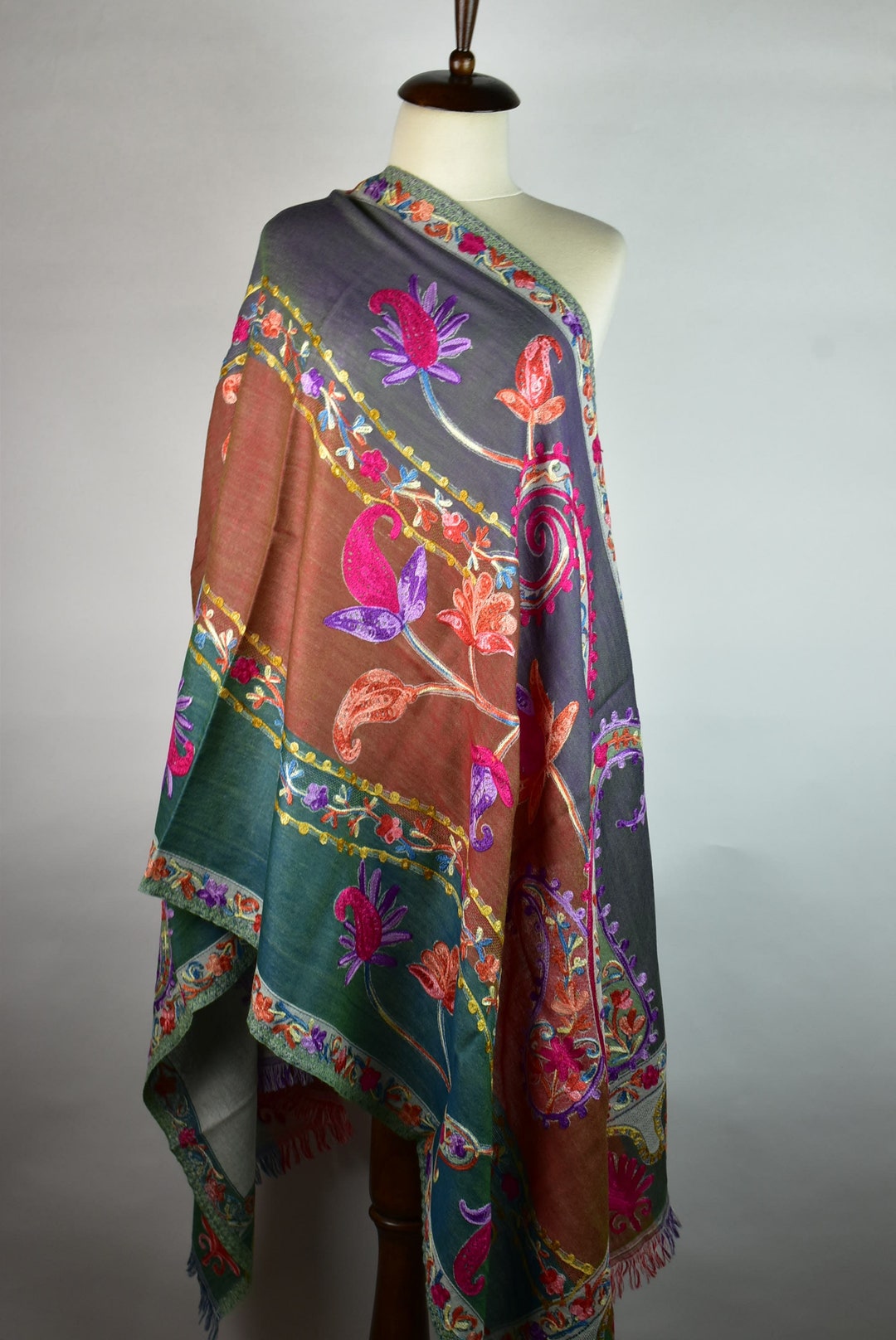 Wool Shawl Wrap Shawls and Wraps Embroidered Shawl Pashmina - Etsy