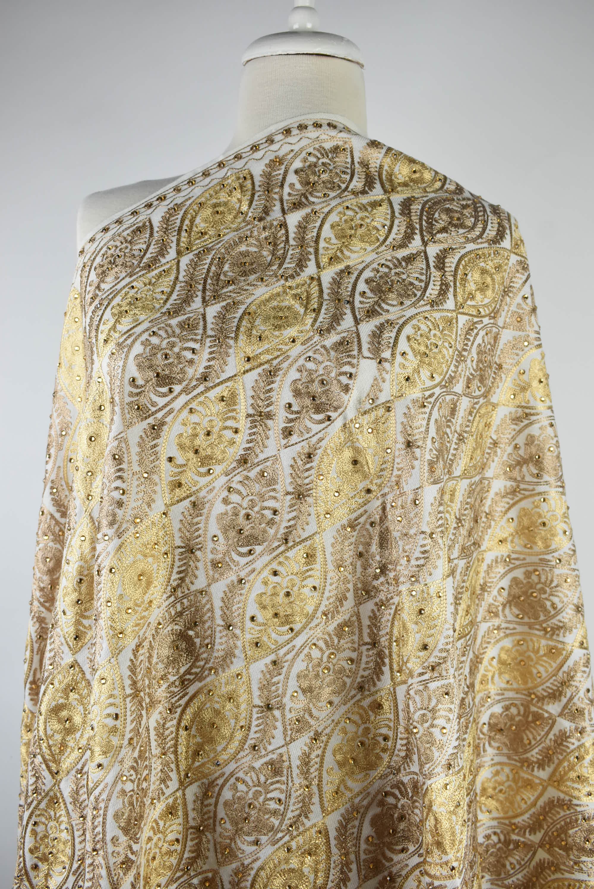 White Pashmina Wedding Shaw Wool Embroidered Shawl Wool | Etsy