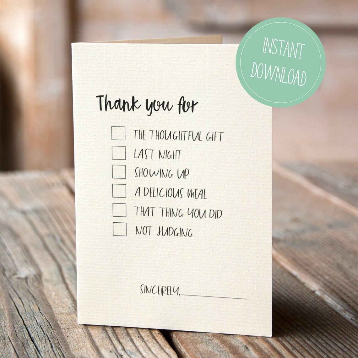 Thank You Card Multipurpose Funny Thank You for Dinner Party Etsy