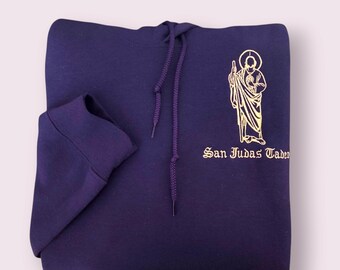 Sudadera con capucha unisex de San Judas Tadeo bordada.