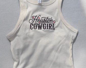 Camiseta sin mangas vaquera bordada de Houston