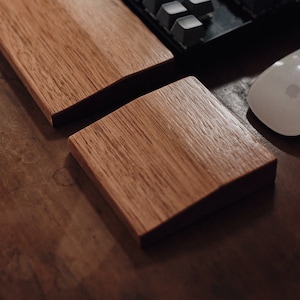 Handmade Keyboard and Mouse Wrist Rest from Reclaimed Australian Hardwood for Mechanical Keyboards