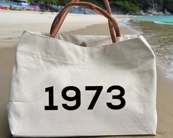 50th birthday gift for women-Personalized 1976 tote bag- canvas beach bag- BG562