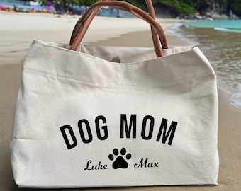 Personalisierte Hundemama Strandtasche -personalisierte Geschenke für Mama-personalisierte Strandtasche-benutzerdefinierte Strandtasche-Hundemama-Mama Geschenk-Hundemama Geschenk-dm101