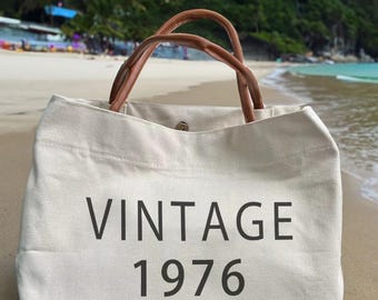 50. Geburtstagsgeschenk für Frauen - Vintage 1976 Strandtasche -Vintage 1976 - personalisiertes Geschenk -Geschenk für Frauen BG563