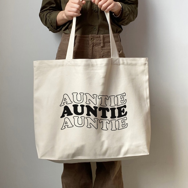 Retro Auntie tote, Gift For Sister, New Aunt To Be bag, Pregnancy Announcement Reveal, Best Favorite Aunt canvas tote bag