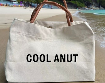 cool aunt canvas tote bag-cool anut beach bag-personalized your text bags-CU1
