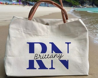 nurse gift- custom RN canvas tote bag nurse retirement gift - graduation gift for nurse-future nurse gift-custom nurse gift-NUR721