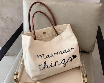 Mawmaw gifts-Mawmaw tote bag with pockets-grandma gift-personalized grandma Christmas gift-promoted to grandma-funny grandma gift