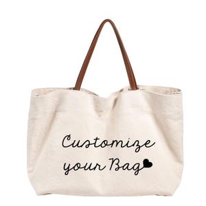Mimi-dingen draagtas - omacadeau gepersonaliseerd moederdagcadeau voor oma - nieuwe oma cadeau - cadeaus voor oma - KUR1 Personalize Beige