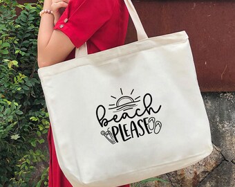 beach pleas tote bag- beach bag - beach gifts- tote for her - beach gift for mom-custom tote bag-personalized gift-BEA62024