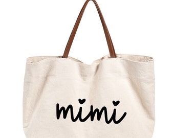 World’s Best Mimi Canvas Tote Bag - Reusable Shopping Bag Gift For Grandma Nana Gigi