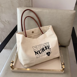 Nurse Gift Custom Personalized tote Bag with heart  Personalized Nurse Bag CNA nurse week gift, RN Graduation Nurse appreciation Gift NUR319