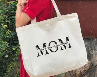 gifts for mom-personalized gifts-custom tote bag-canvas tote bag with Zippers and pockets-MIA9
