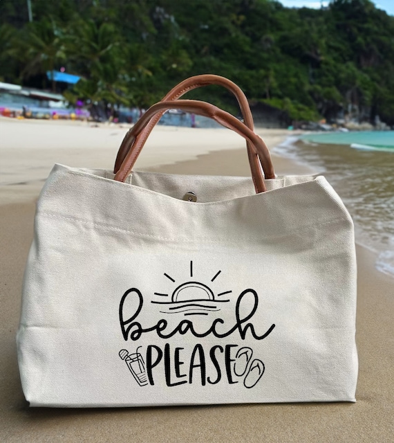 Beach Please Canvas Tote Beach Please Canvas Tote