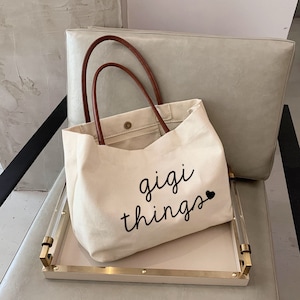 gigi things Tote bag personalized grandma gift mothers day gift for grandma-new grandma gift-gifts for grandma KUR2 image 1