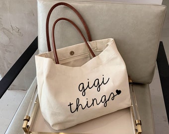 gigi things Tote bag -personalized grandma gift- mothers day gift for grandma-new grandma gift-gifts for grandma -KUR2