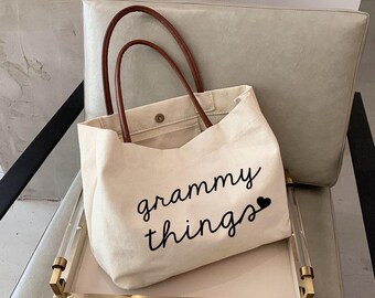 personalized grandma gifts- grammy things tote bag-grandma announcement gift- birthday grandma gift -custom grandma gift - personalized tote