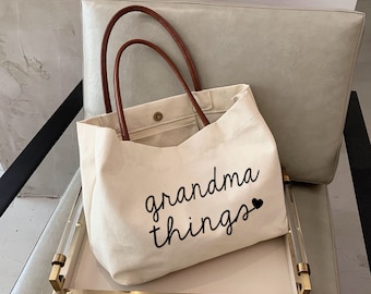 Oma Dinge Tote bag - personalisiert Oma Geschenk- Muttertagsgeschenk für Oma-neue Oma Geschenk-Geschenke für Oma -KUR4