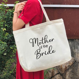 mother of the bride gift-mother of the bride bag-Canvas tote with Pockets and zippers-Personalized wedding gifts-bridal shower gift-MTB4