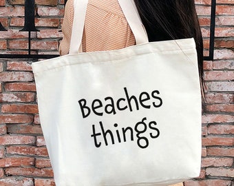 beach bag tote bag -beaches things bag -personalized beach bag-custom beach bag-beach bag personalized-canvas beach bag -TH845