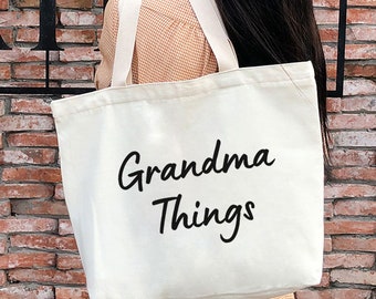 Bolsa de mano "Abuela" - Regalos personalizados para el Día de la Madre - Regalo de cumpleaños para la abuela - Bolsa de mano personalizada con bolsillos y cremalleras - TH84