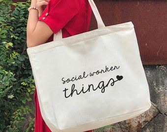 social worker things Tote bag - gift for social worker -personalized gift-canvas tote bag With zipper and pocket-SWT725